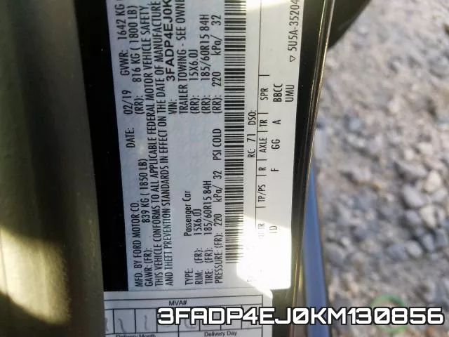 3FADP4EJ0KM130856 фото 2