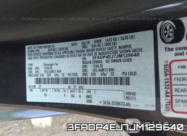 3FADP4EJ7JM129640 фото 10