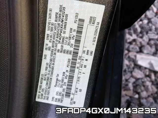 3FADP4GX0JM143235 фото 2