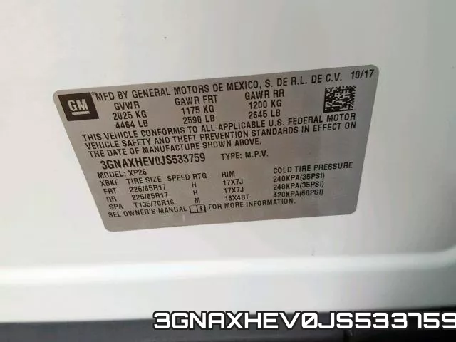 3GNAXHEV0JS533759 фото 2