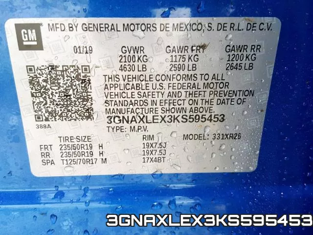 3GNAXLEX3KS595453 фото 2