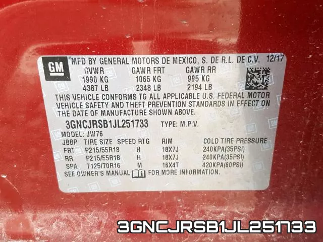 3GNCJRSB1JL251733 фото 2