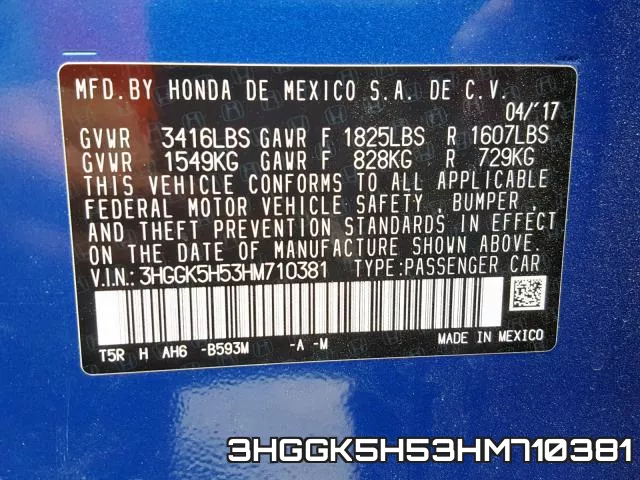 3HGGK5H53HM710381 фото 2
