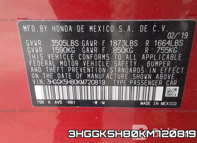 3HGGK5H80KM720819 фото 10