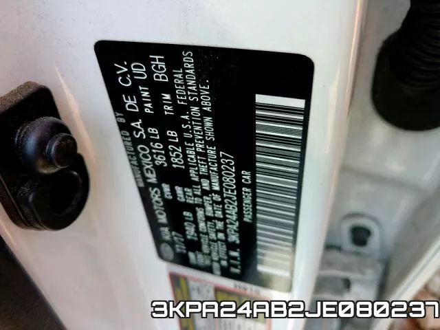 3KPA24AB2JE080237 фото 2