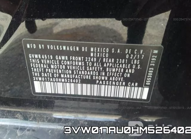 3VW017AU0HM526402 фото 10