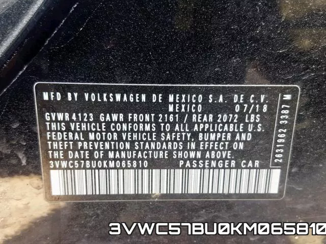 3VWC57BU0KM065810 фото 2