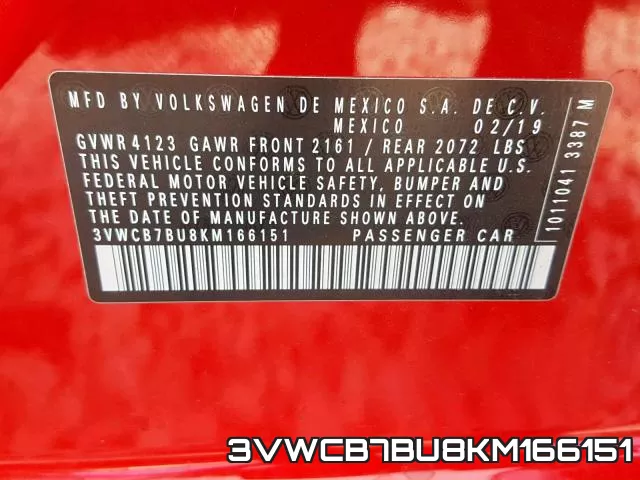 3VWCB7BU8KM166151 фото 2