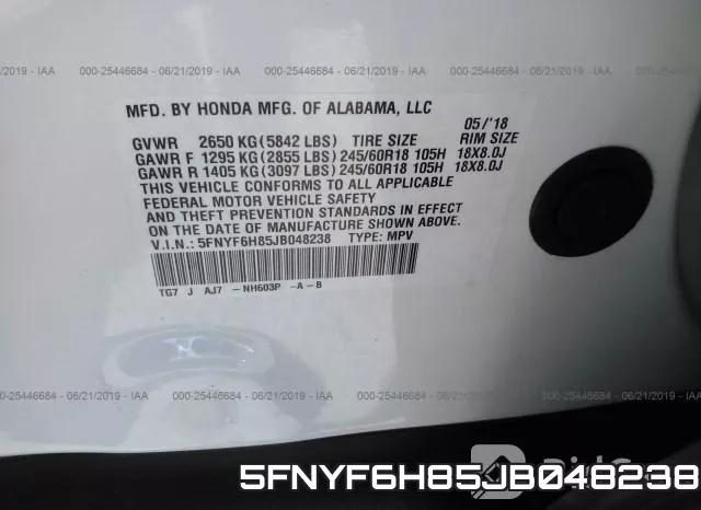 5FNYF6H85JB048238 фото 10