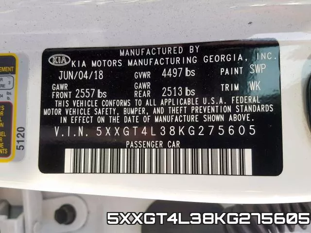 5XXGT4L38KG275605 фото 2