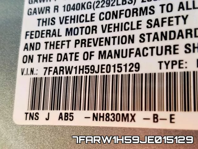 7FARW1H59JE015129 фото 2