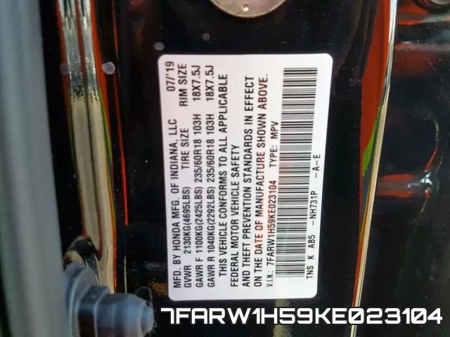 7FARW1H59KE023104 фото 2