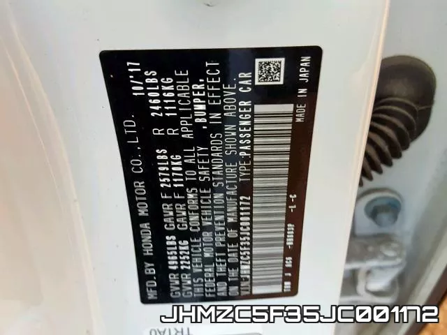 JHMZC5F35JC001172 фото 2