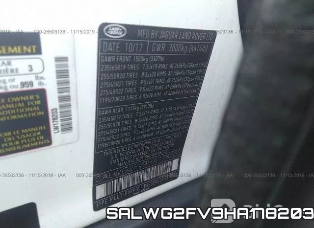 SALWG2FV9HA178203 фото 10