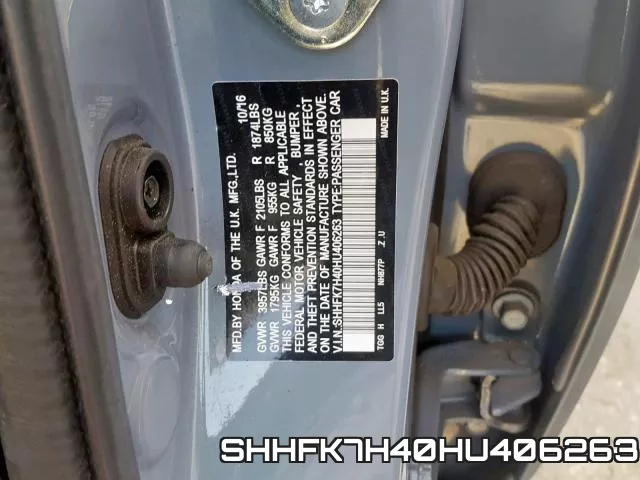 SHHFK7H40HU406263 фото 2