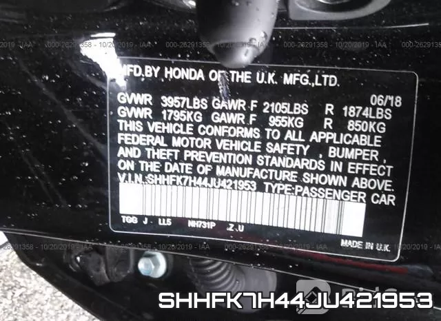 SHHFK7H44JU421953 фото 10