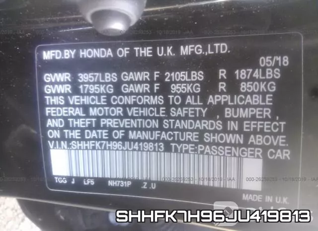 SHHFK7H96JU419813 фото 10
