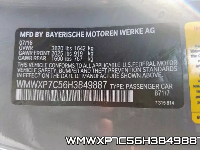 WMWXP7C56H3B49887 фото 2