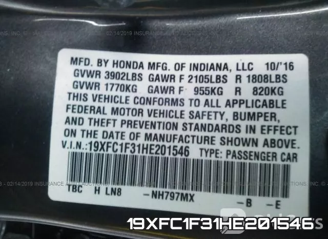 19XFC1F31HE201546 фото 10
