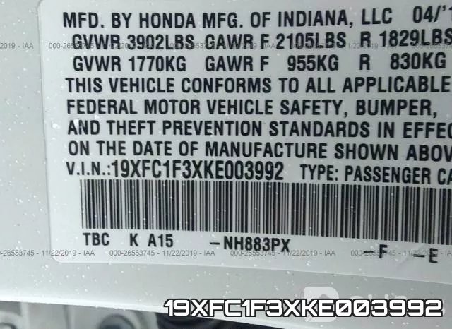 19XFC1F3XKE003992 фото 10