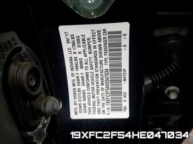 19XFC2F54HE047034 фото 2