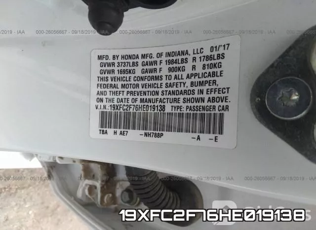 19XFC2F76HE019138 фото 10
