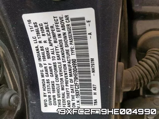 19XFC2F79HE004990 фото 2