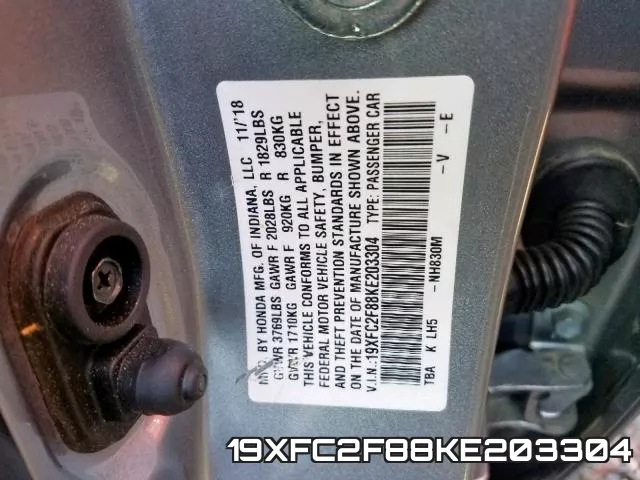 19XFC2F88KE203304 фото 2