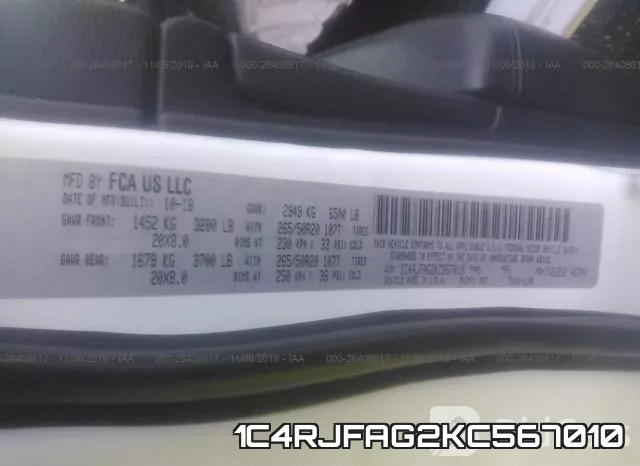 1C4RJFAG2KC567010 фото 10
