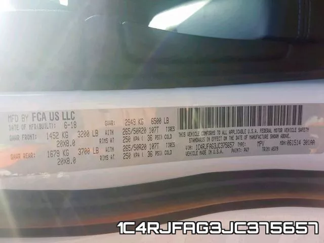 1C4RJFAG3JC375657 фото 2