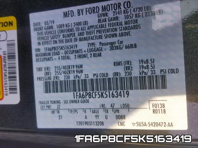 1FA6P8CF5K5163419 фото 2
