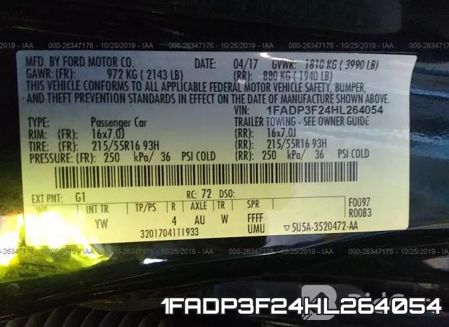 1FADP3F24HL264054 фото 10