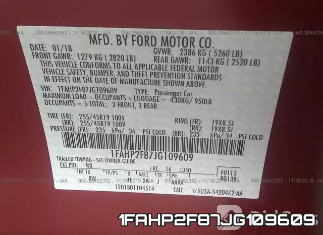 1FAHP2F87JG109609 фото 10