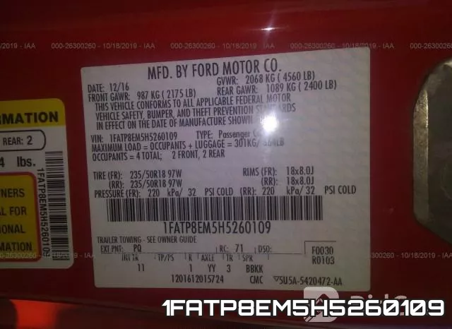 1FATP8EM5H5260109 фото 10