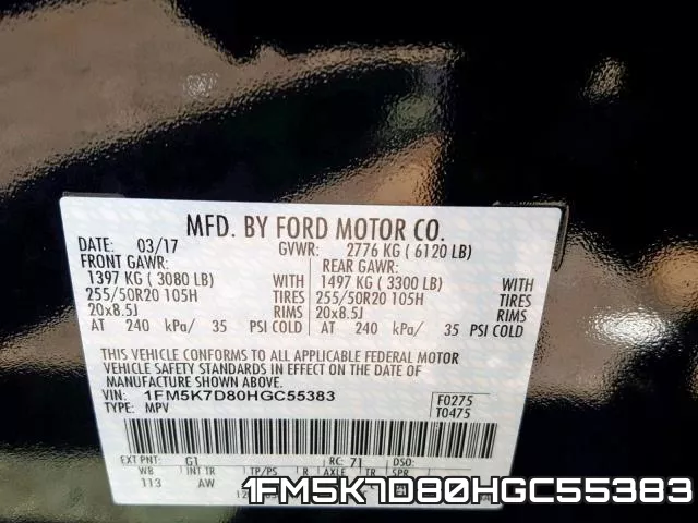 1FM5K7D80HGC55383 фото 2