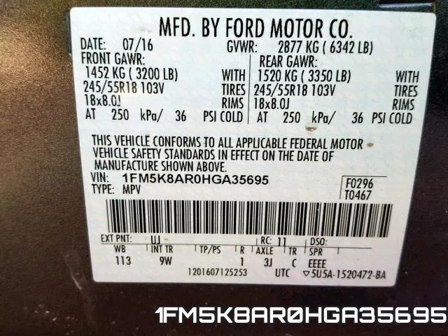 1FM5K8AR0HGA35695 фото 2