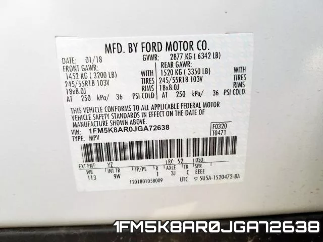 1FM5K8AR0JGA72638 фото 2