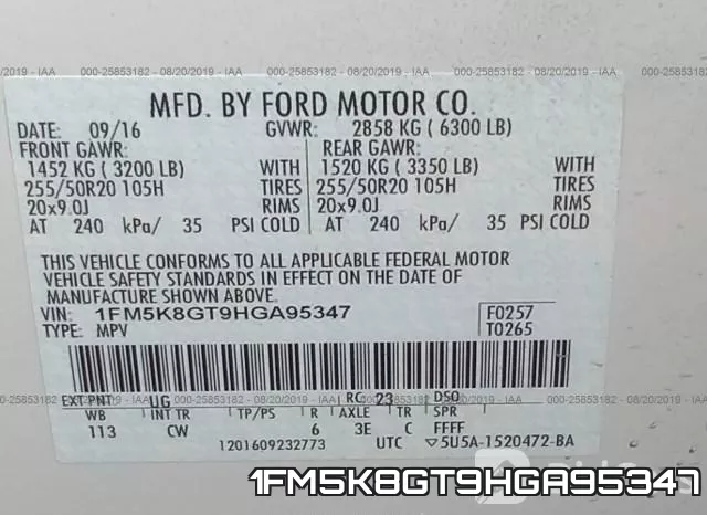 1FM5K8GT9HGA95347 фото 10