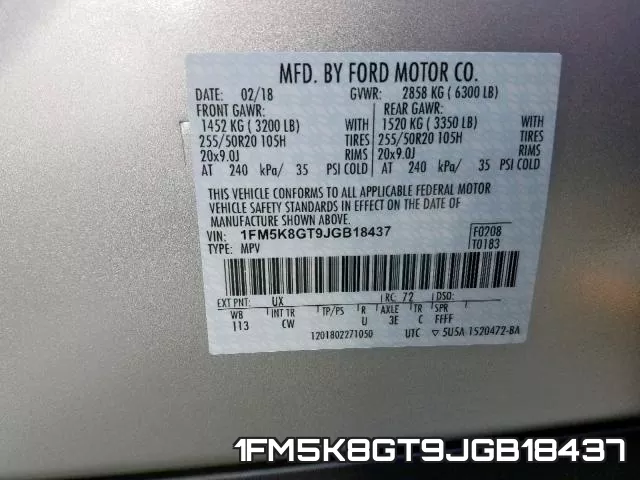 1FM5K8GT9JGB18437 фото 2