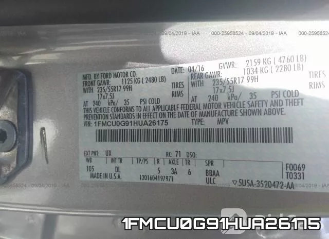 1FMCU0G91HUA26175 фото 10