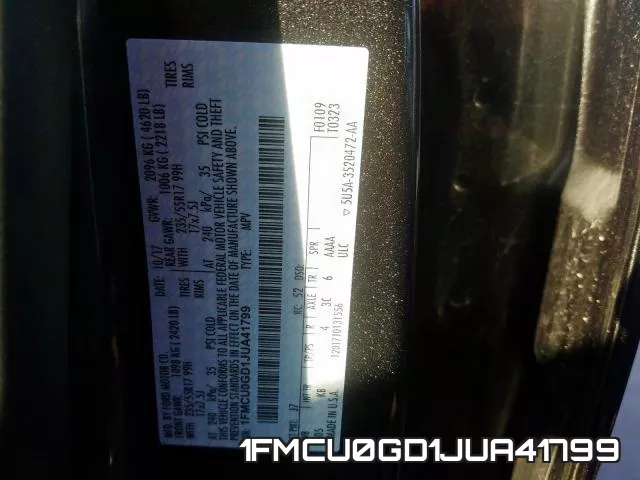 1FMCU0GD1JUA41799 фото 2