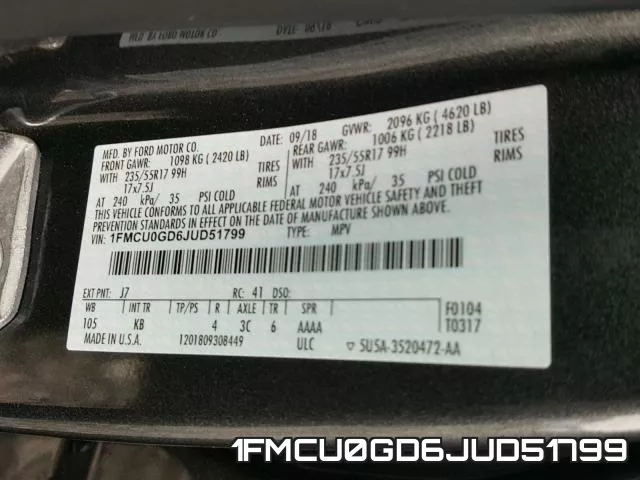 1FMCU0GD6JUD51799 фото 2