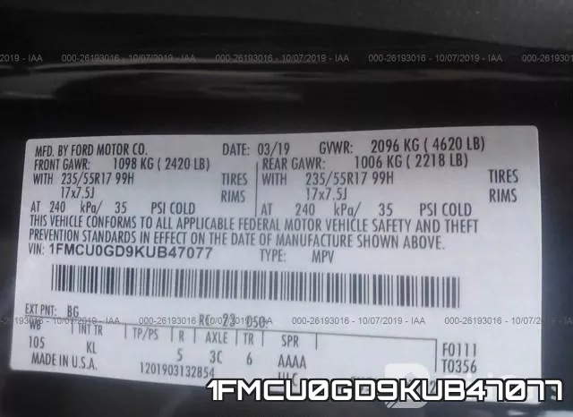 1FMCU0GD9KUB47077 фото 10
