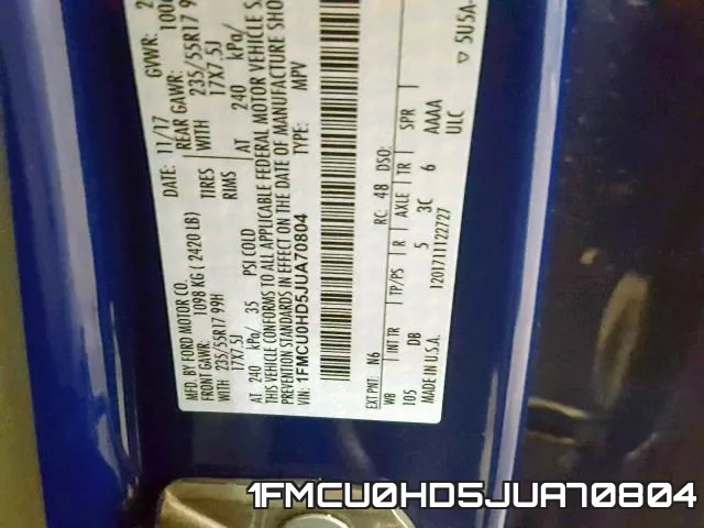 1FMCU0HD5JUA70804 фото 2