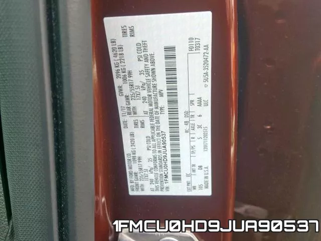 1FMCU0HD9JUA90537 фото 2