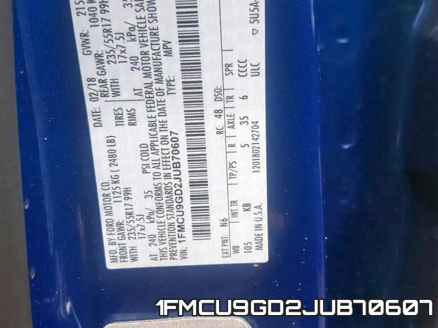 1FMCU9GD2JUB70607 фото 2