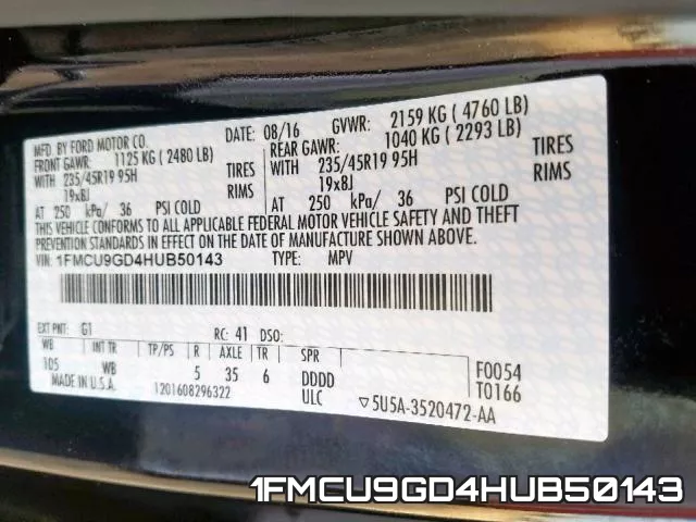 1FMCU9GD4HUB50143 фото 2