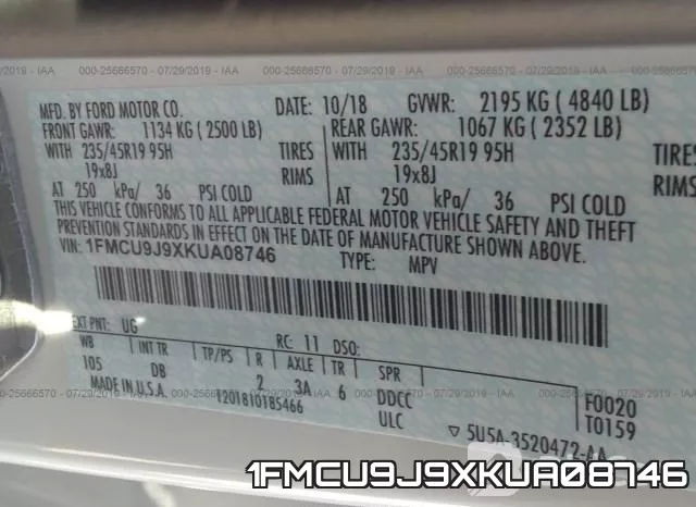 1FMCU9J9XKUA08746 фото 10
