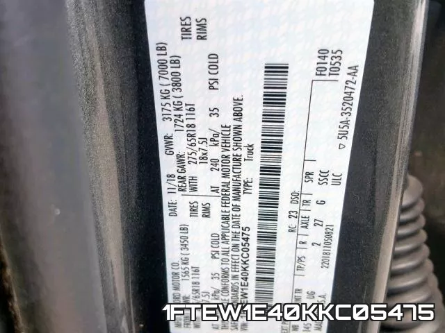 1FTEW1E40KKC05475 фото 2