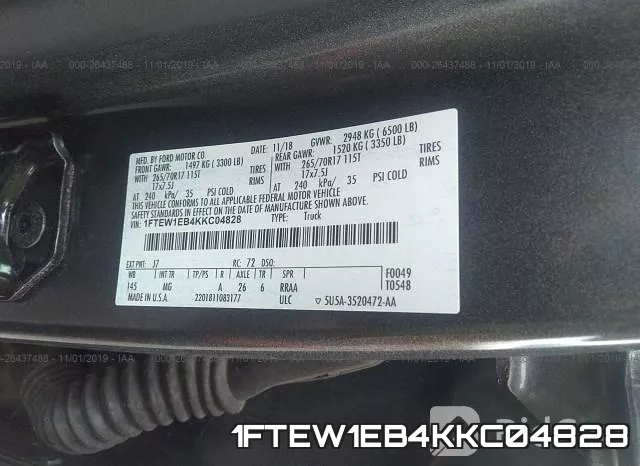 1FTEW1EB4KKC04828 фото 10